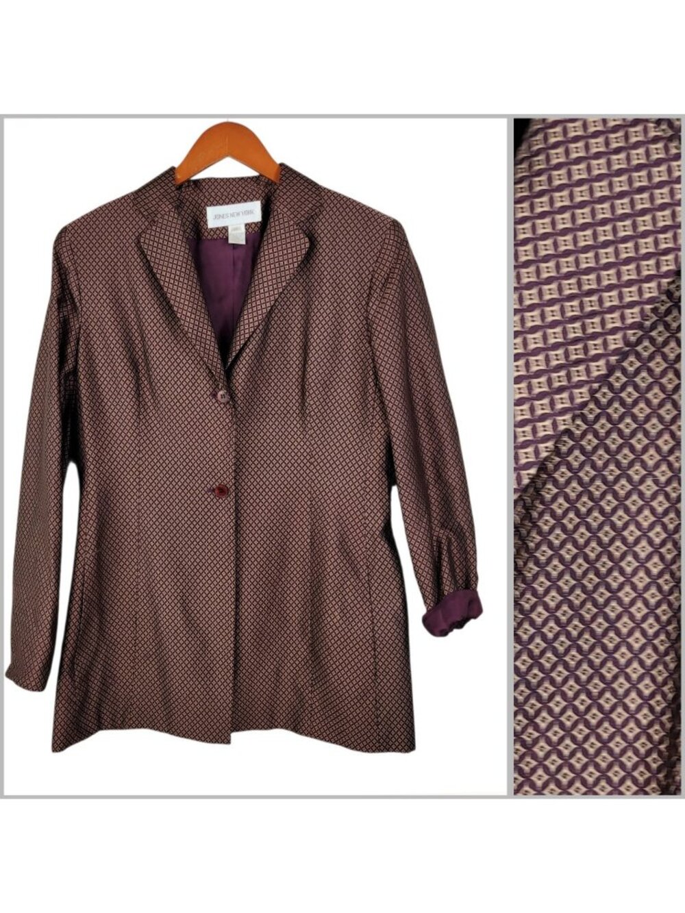 Jones New York Silk Jacket Size 12 Blazer career Boxy Oversize Academia Vintage